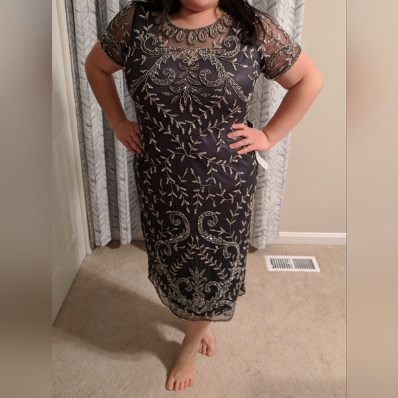 Pissaro Nights Beaded Cocktail Dress (Plus Size) - Picture 5 of 11
